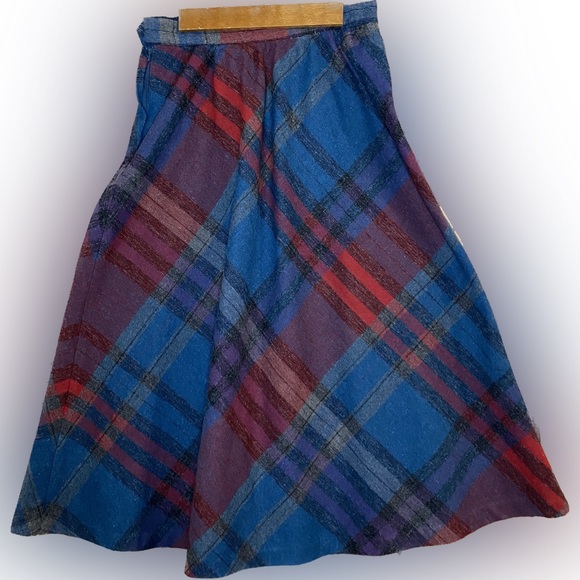 Sold!!!U.S. Clothing Co Plaid Recycled Wool Long Skirt Vintage 80s Women’s 11/12 - Picture 2 of 5